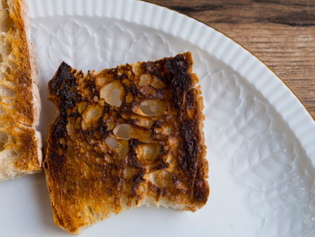 Very toasted bread in a plate