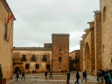 Caceres, Spain - March 29, 2013 - Peopel in Old Town of Caceres