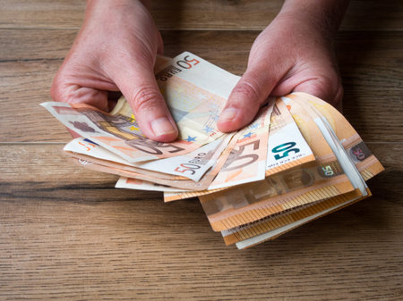 Group of fifty euros banknotes