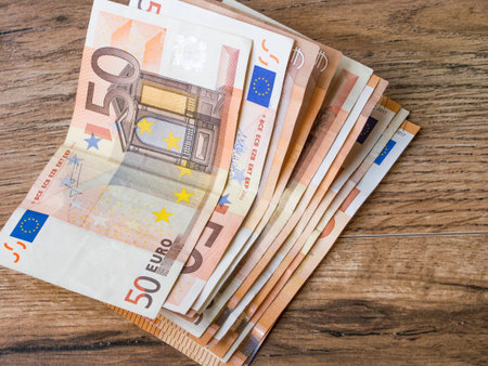 Group of fifty euros banknotes