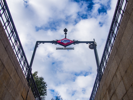 Castilla square entrance of underground in Madridの写真素材