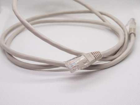 Telephone cable on white background