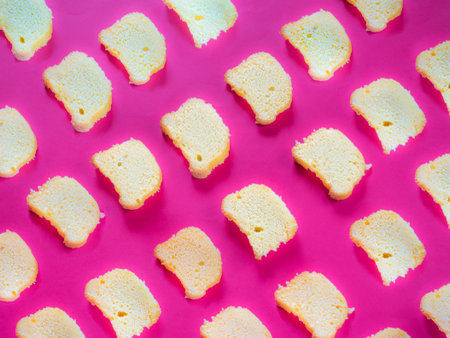 Slice cake pattern on strong pink background