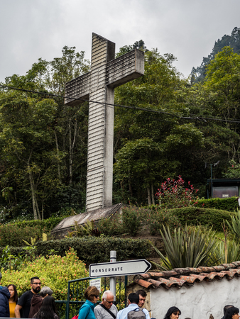 Bogota - Colombia, November 2, 2019 - Cross in the entrance of the Montserrat Hill in Bogota (Colombia)のeditorial素材