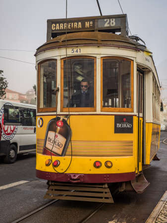 Lisbon - Portugal, January 17, 2020 - Tram number 28 in Lisbonのeditorial素材