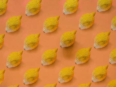 Rotten lemon pattern on orange background