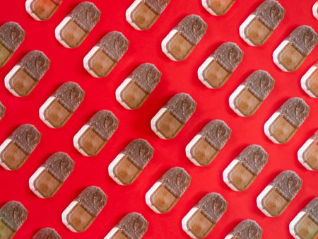 Ice cream pattern on red background