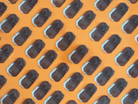 Ice cream pattern on orange backgroundの写真素材