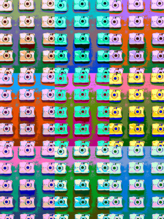 Old digital camera pattern in several colors background