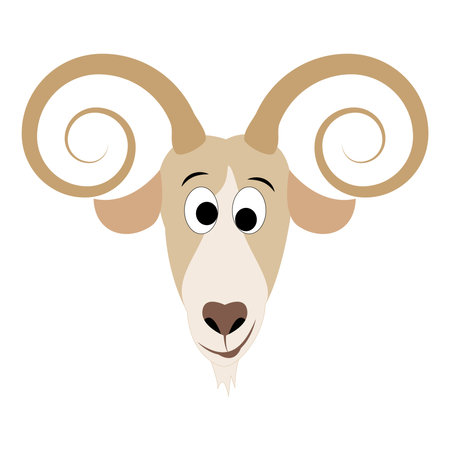 Capricorn zodiac sign vector illustration. Cartoon Illustration of Goat Head.のイラスト素材