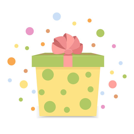 Gift box with ribbon and bow. Vector illustration for design.のイラスト素材