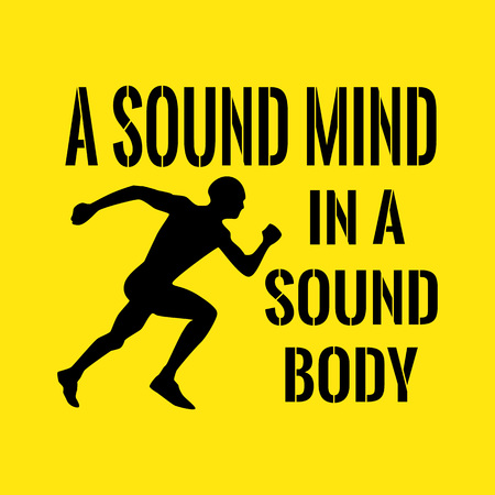 Motivational quote. Success. A sound mind in a sound body. On yellow background.のイラスト素材