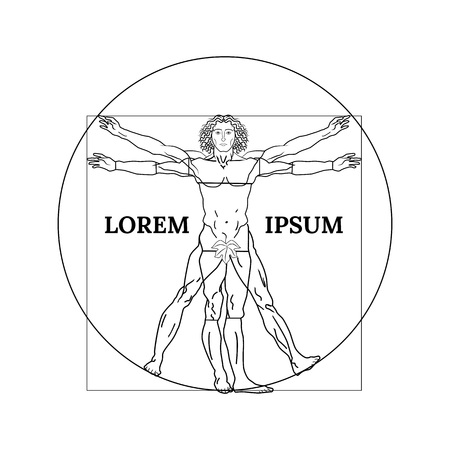Vitruvian man on a white background. Vector illustration.のイラスト素材