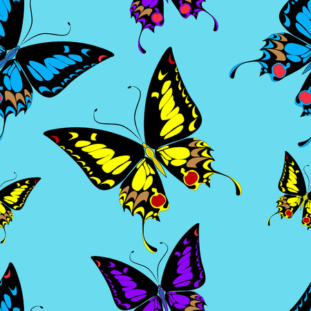 Seamless  background with colored butterfly. Pattern in vector.のイラスト素材
