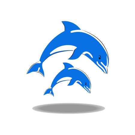 Two beautiful blue dolphins jumping.のイラスト素材