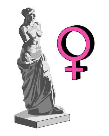 The pink stylized silhouette of Venus. Vector illustration on the white background.のイラスト素材