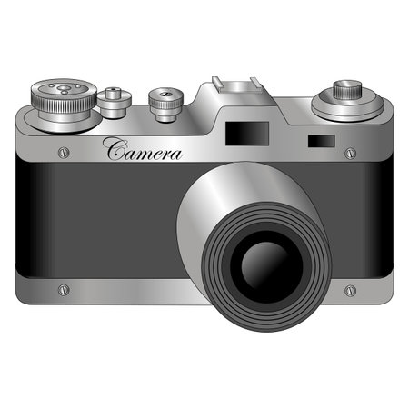 Monochrome old camera. Vector illustration isolated.のイラスト素材