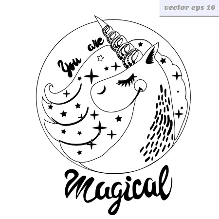 outlined unicornのイラスト素材