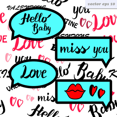 Vector love speech bubbles on funny cartoon style background. element for you design.のイラスト素材