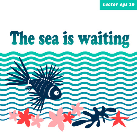 sea background with lion fishのイラスト素材