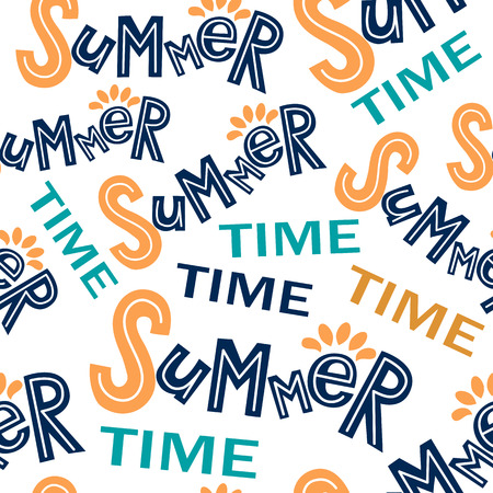 Summer time lettering patternのイラスト素材