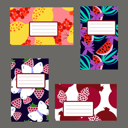 A fruity stickers isolated on gray backgroundのイラスト素材