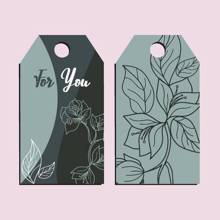 Two decorative vector hand drawn acacia labelsのイラスト素材