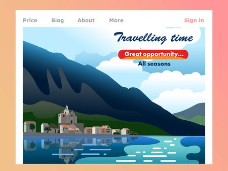 Vector website landing web page template with nice view.のイラスト素材