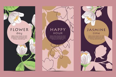 Vector set of templates. Packaging, label, banner, poster, pattern, invitation.のイラスト素材