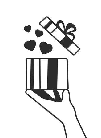 Present from heart in a human hand.のイラスト素材