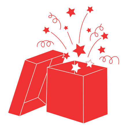 Gift box opend. Present with bow and ribbon.のイラスト素材