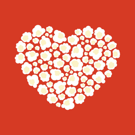Pop corn flakes inside a shape of heart.のイラスト素材