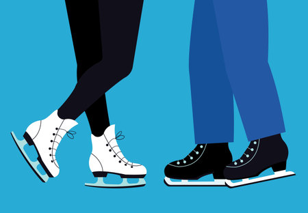Ice skating female and male legsのイラスト素材