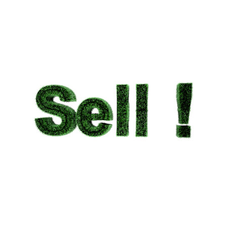 3d  Sell  text created from the grass on white background