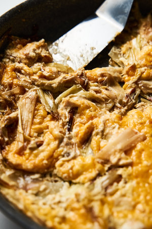 Cheesy Leeks. Leeks with cheese sauce and heavy cream.の写真素材