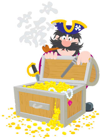 Pirate and treasure chestのイラスト素材