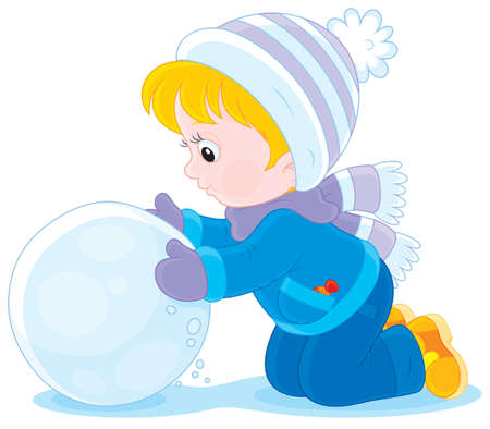 Child with a snowballのイラスト素材