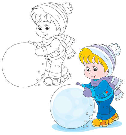 Child with a snowballのイラスト素材