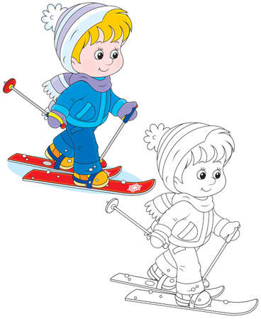 Child skiingのイラスト素材