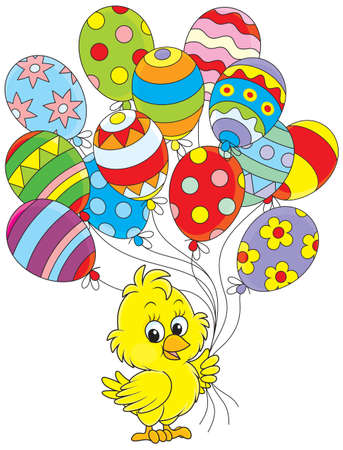 Easter Chick with balloonsのイラスト素材