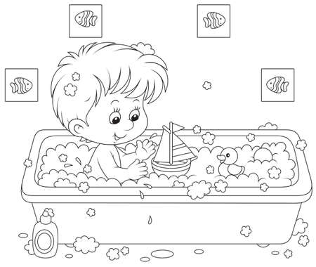 Boy bathingのイラスト素材