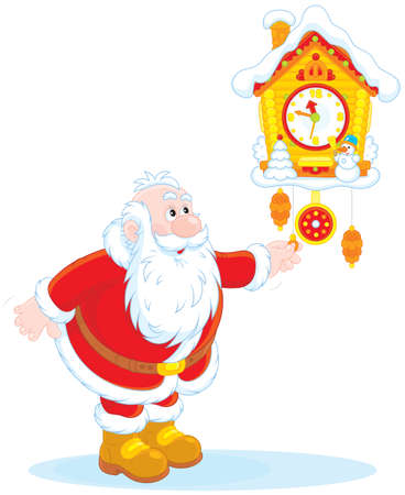 Santa Claus winds a cuckoo-clockのイラスト素材