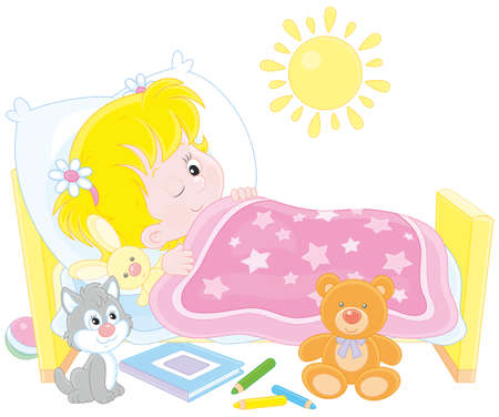 Girl waking upのイラスト素材