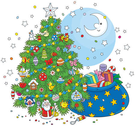 Christmas tree and giftsのイラスト素材