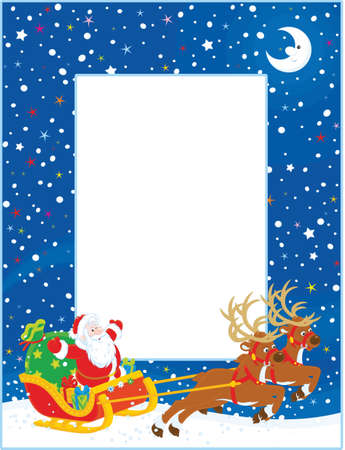 Border with Christmas Sleigh of Santa Clausのイラスト素材
