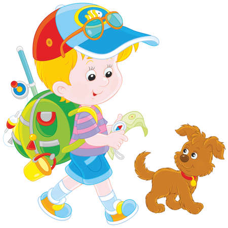 Boy backpackerのイラスト素材