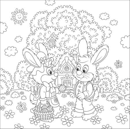 Bunnies on Easter Sundayのイラスト素材