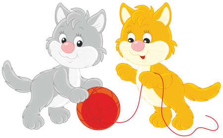 Little kittens playingのイラスト素材