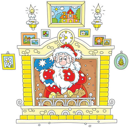 Santa came down the chimneyのイラスト素材