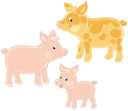 Small pink piglet, pig and hogのイラスト素材
